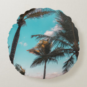 Coussins Ronds Trois cocotiers en bord de mer