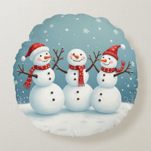 Coussins Ronds Trois joyeuses neiges de Noël