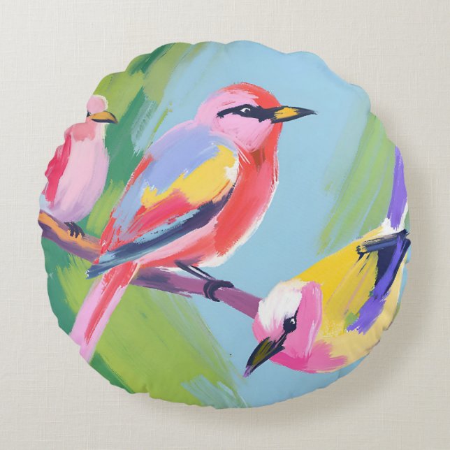 Coussins Ronds Trois oiseaux (Devant)