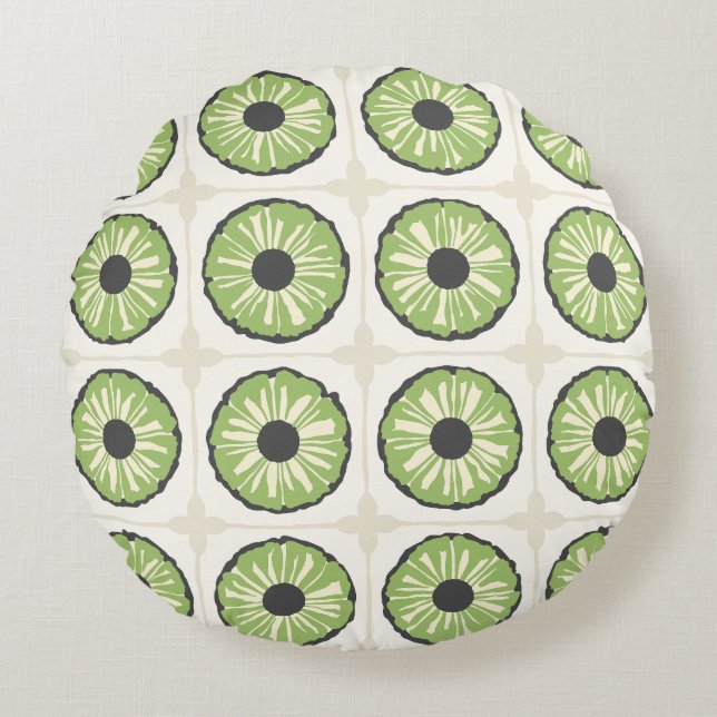 Coussins Ronds Tropic Slice vert feuille (Devant)