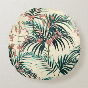 Coussins Ronds Tropical background with jungle plants. Seamless t