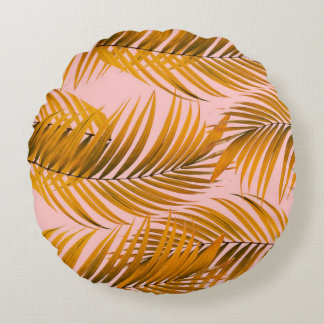 Coussins Ronds Tropical réaliste Feuille Motif tendance Mode C
