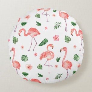 Coussins Ronds Tropical rose Flamingo