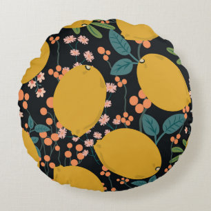 Coussins Ronds Tropical summer fruit seamless pattern. Citrus tre