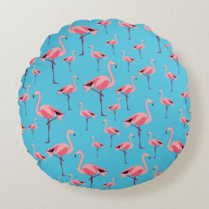 Coussins Ronds Tropical Summer Pink Flamingo Pattern