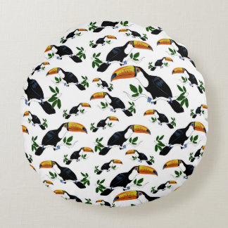 Coussins Ronds Tropical Toucans - Playful Jungle