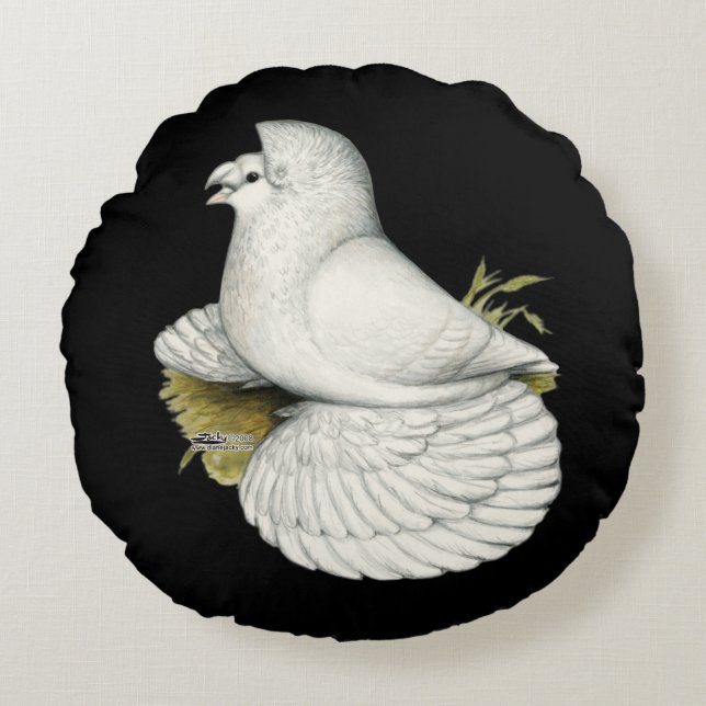 Coussins Ronds Trumpeter Pigeon White (Devant)