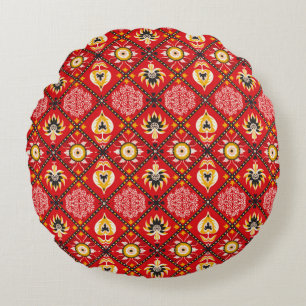 Coussins Ronds tuile en majolique italienne. Broderie avec fleurs
