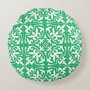Coussins Ronds Tuiles marocaines - Jade vert et blanc