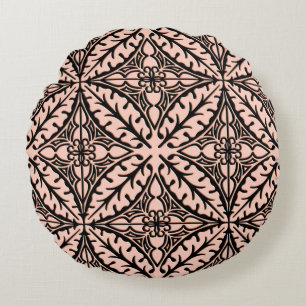 Coussins Ronds Tuiles marocaines - rose et noir de pêche