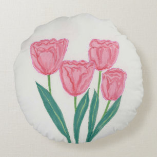 Coussins Ronds Tulipes de type Flore Lancer Oreiller