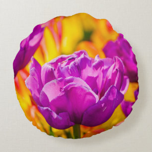 Coussins Ronds Tulipes Envoûtantes Violettes