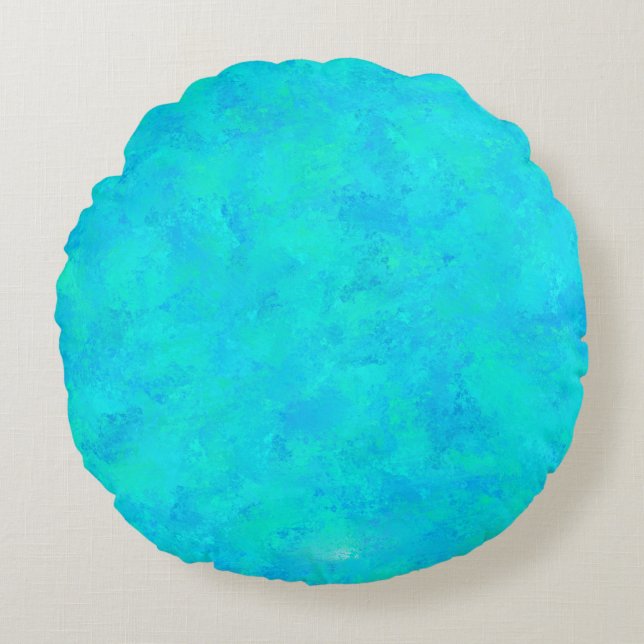 Coussins Ronds Turquoise Bleu Motif Abstrait (Devant)