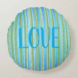 Coussins Ronds Turquoise, bleu, vert et blanc
