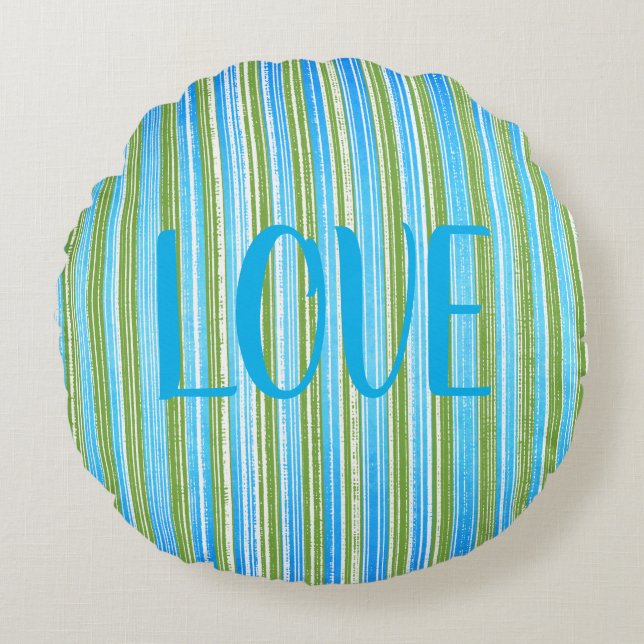 Coussins Ronds Turquoise, bleu, vert et blanc (Devant)
