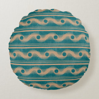 Coussins Ronds Turquoise et Caramel Spiral Motif géométrique rayo