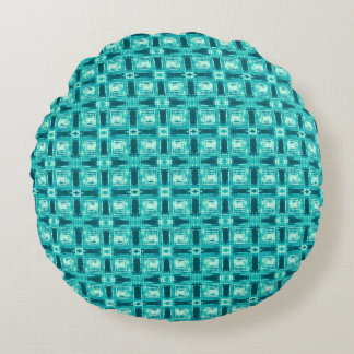 Coussins Ronds Turquoise et Turquoise Shibori Plaid
