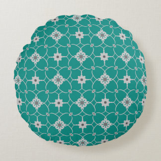 Coussins Ronds Turquoise gris modèle floral de Noël
