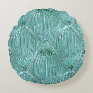 Coussins Ronds Turquoise verre look art abstrait motif élégant