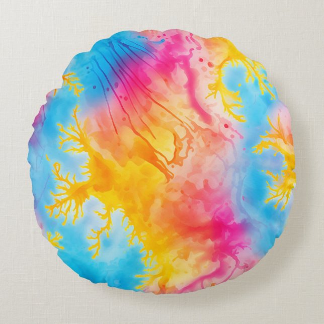 Coussins Ronds Tye dye mignon (Devant)