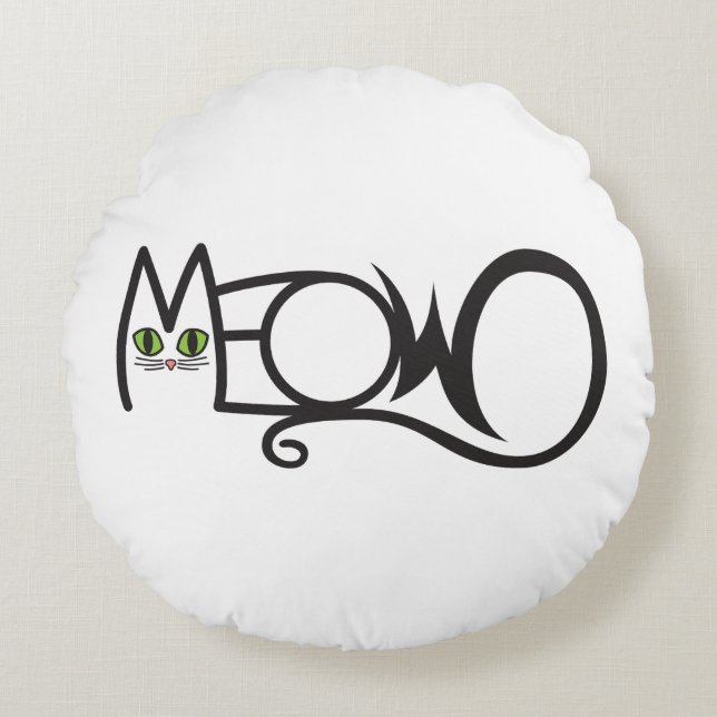 Coussins Ronds Typographie de chat Miaou (Devant)