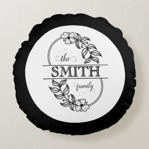 Coussins Ronds Typographie de famille personnalisée florale minim