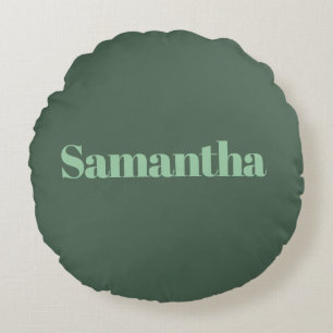 Coussins Ronds Typographie de nom personnalisé élégante |vert sau