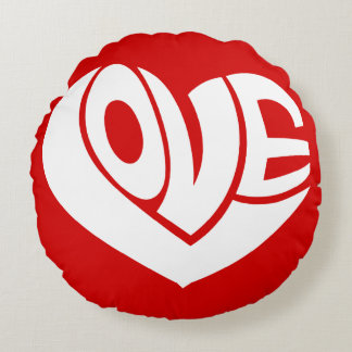 Coussins Ronds Typographie du texte du coeur de l'amour rétro