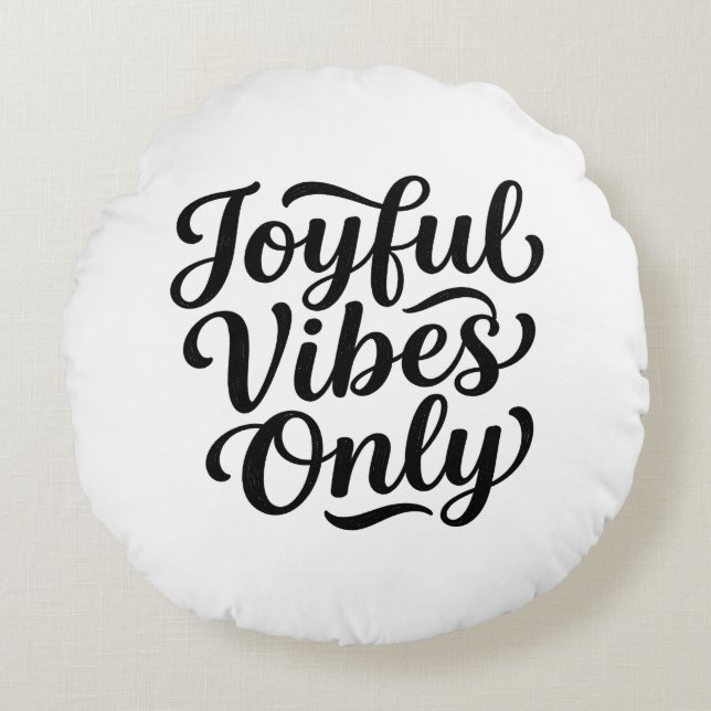Coussins Ronds Typographie Joyeuses Vibrations (Devant)