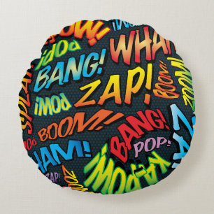 Coussins Ronds Typographie Moderne Drôle et Cool Bande Dessinée T