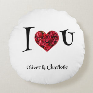 Coussins Ronds Typographie moderne Red Roses Heart Valentines Day