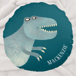 Coussins Ronds Tyrannosaurus Rex Fun Personnalisé<br><div class="desc">Un dinosaure Tyrannosaur amusant avec un nom de police moderne qui peut être changé pour personnaliser. Art original de Nic Squirrell.</div>