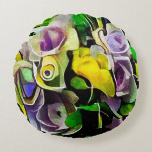 Coussins Ronds Un bouquet de belles fleurs dans un style moderne
