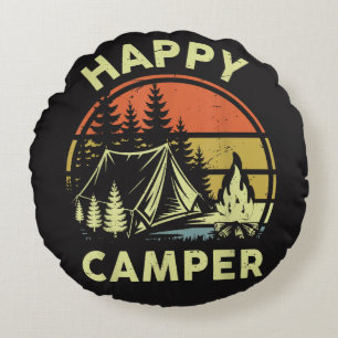 Coussins Ronds Un campeur heureux tout-petit garçon drôle camping