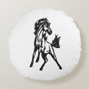Coussins Ronds Un cheval sautant fringant