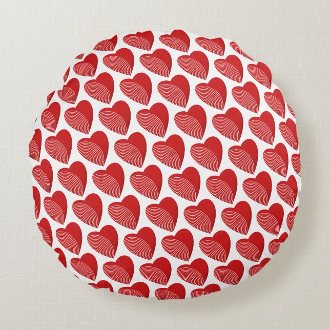 Coussins Ronds Un coeur rouge rayé (Devant)