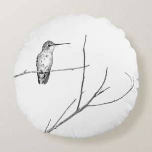 Coussins Ronds Un colibri sur un bâton