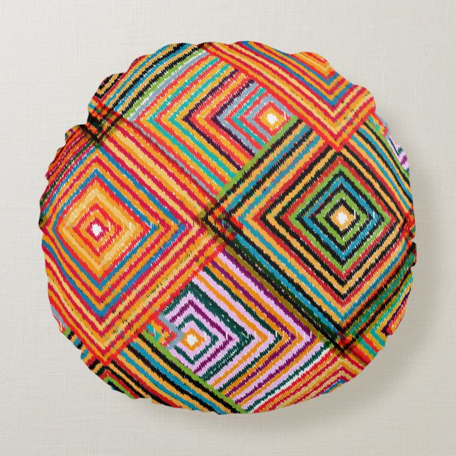Coussins Ronds Un design de patchwork motif transparent. Rangeur  (Devant)