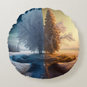 Coussins Ronds Un jour en hiver