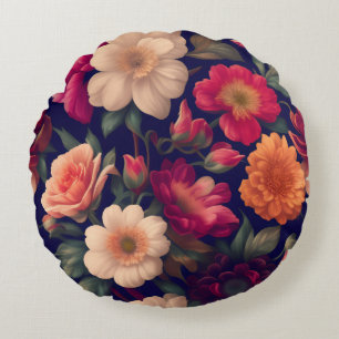 Coussins Ronds Un papier peint à motif floral