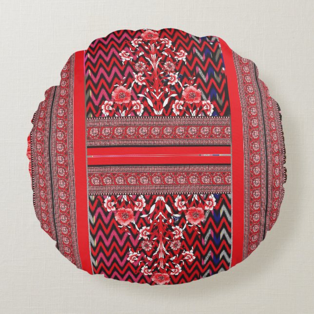 Coussins Ronds un tableau rouge et noir au coeur rouge (Devant)