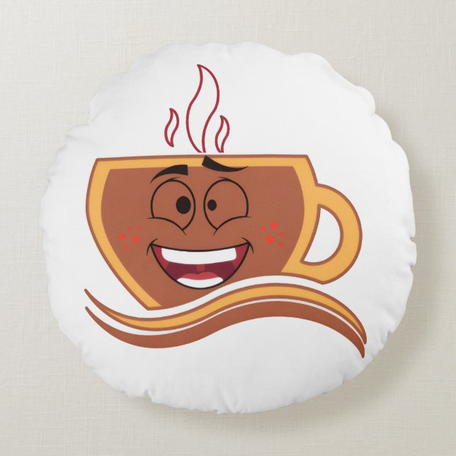 Coussins Ronds Un vrai caféinomane  (Devant)