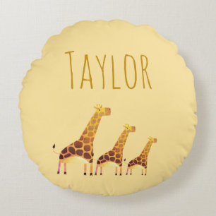 Coussins Ronds Une aventure safari en girafe