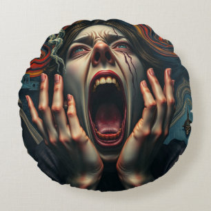 Coussins Ronds Une Femme Tortueuse Haunting Scream