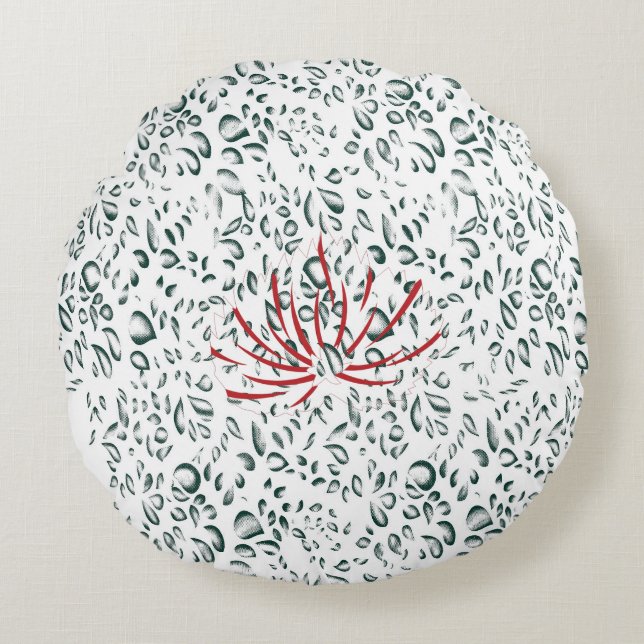 Coussins Ronds une fleur rouge sur un arrière - plan noir (Devant)