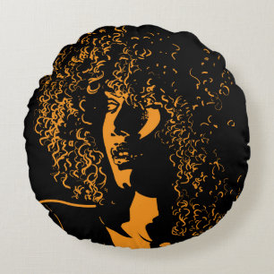 Coussins Ronds Une jolie femme africaine avec portrait afro