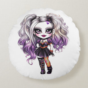 Coussins Ronds Une mignonne fille Halloween collection de design 