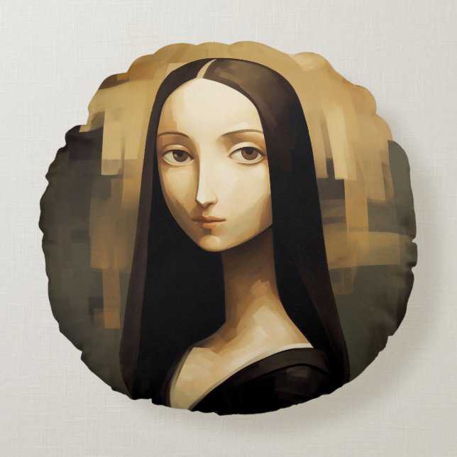 Coussins Ronds Une Mona Lisa réimaginé, un classique mais aussi n (Devant)