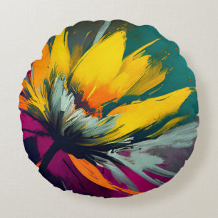 Coussins Ronds Une odyssée florale – Fleur expressive en mouvemen