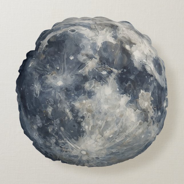 Coussins Ronds Une peinture de la lune dans un espace (Devant)